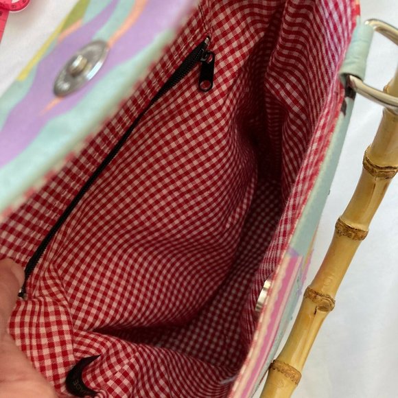 Unbranded Bamboo Handles Canvas Handbag Purse Tote - Picture 4 of 9